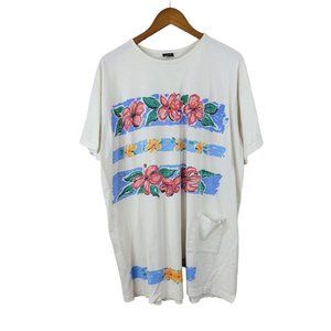 Vintage 90s T-Shirt Dress one Size Small Medium Large swim cover up  Floral